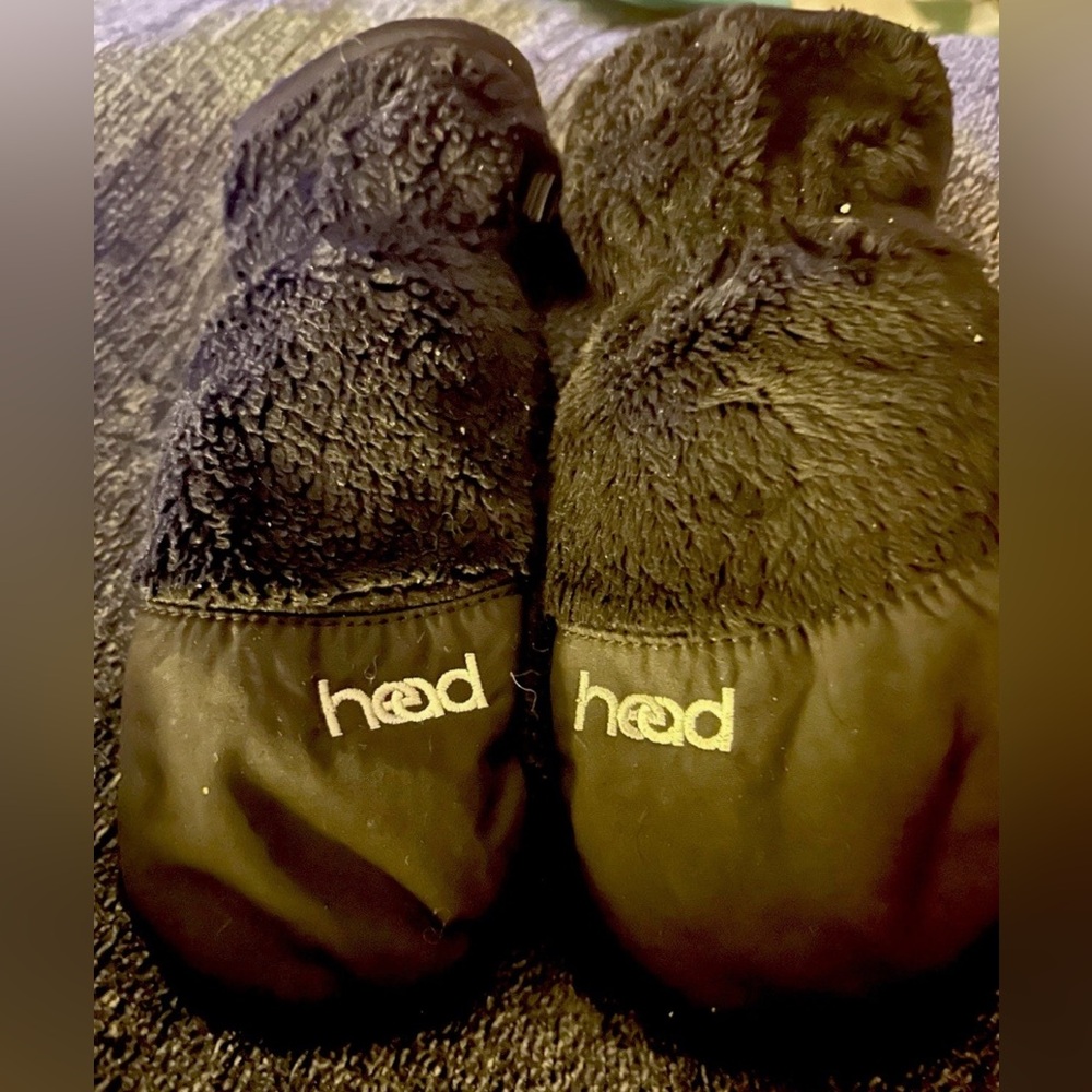 Head Black Furry Kids Slippers